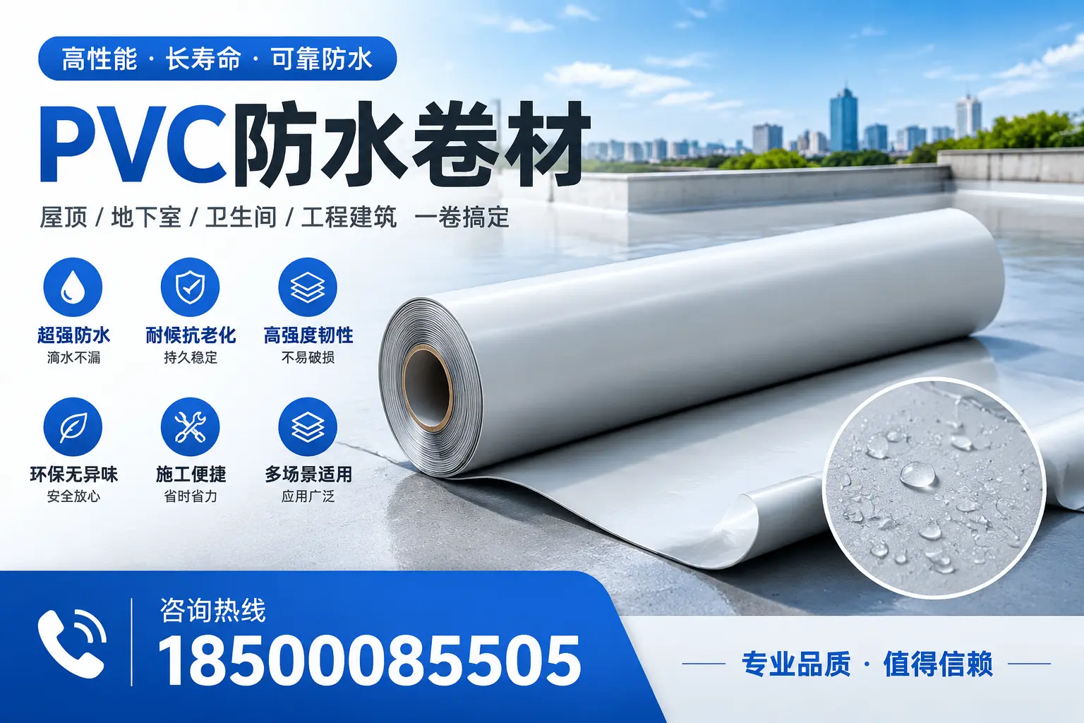 PVC防水卷材的防水效果评测,适合潜江的科学依据